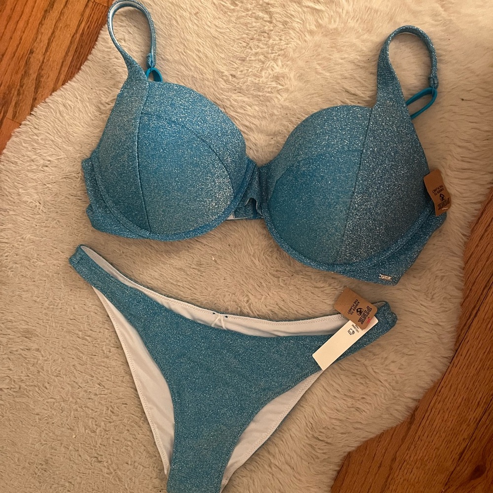 PINK blue sparkly bikini